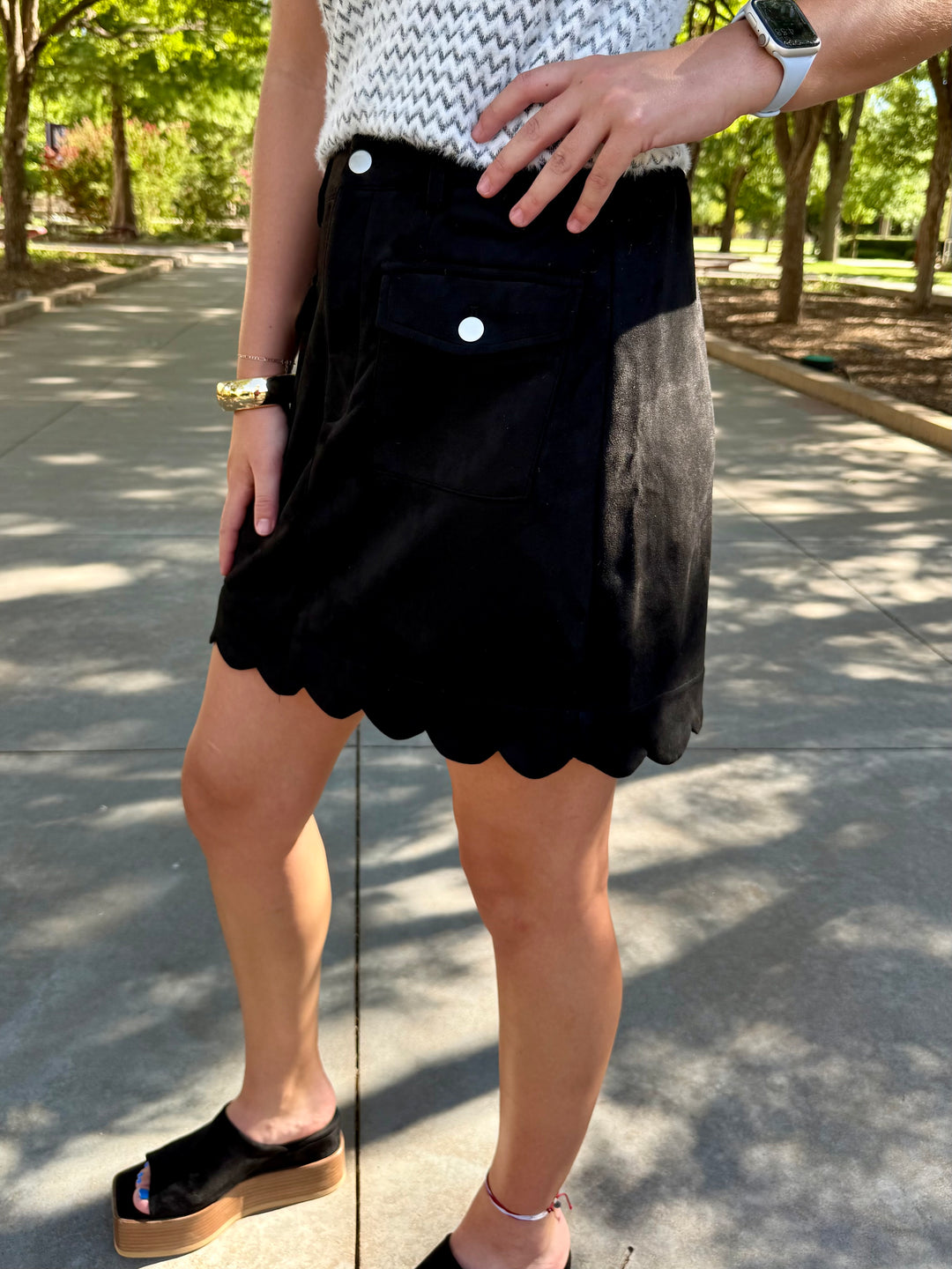 Sweet As Sugar Black Suede Skirt