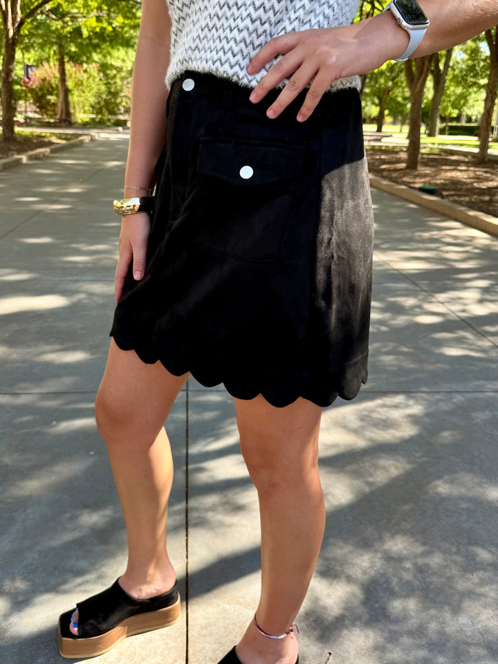 Sweet As Sugar Black Suede Skirt