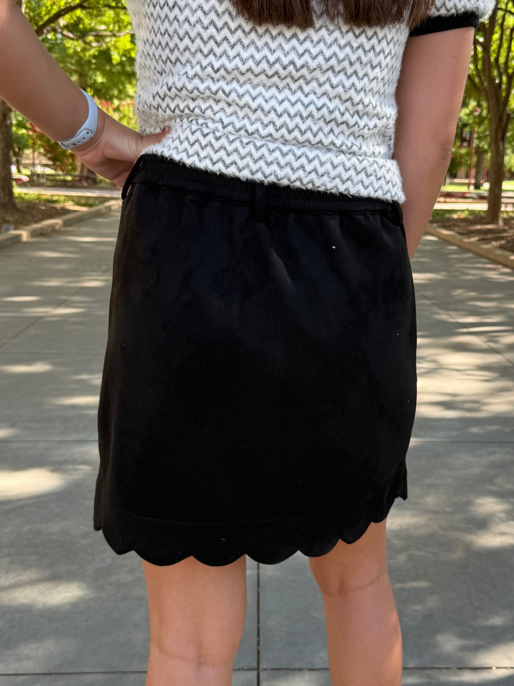 Sweet As Sugar Black Suede Skirt