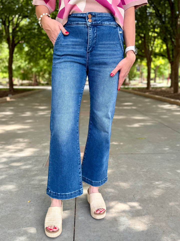 Harper High Rise Tummy Control Cropped Boot Cut Jean by Risen