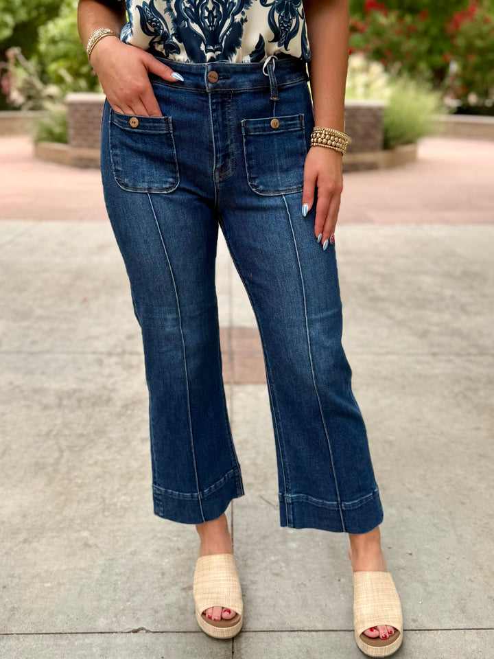 Carolyn High Rise Crop Trouser Jean with Front Seam by Risen