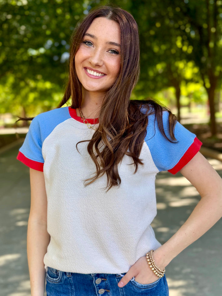 Red, White & Cute Knit Top
