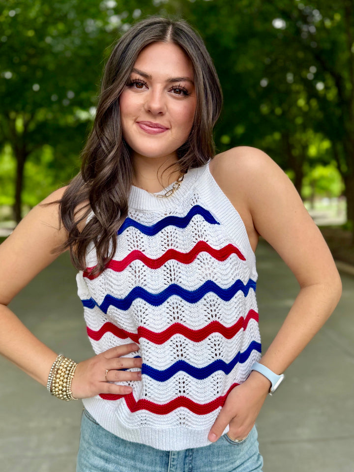 Sweet Freedom White Knit Halter Top