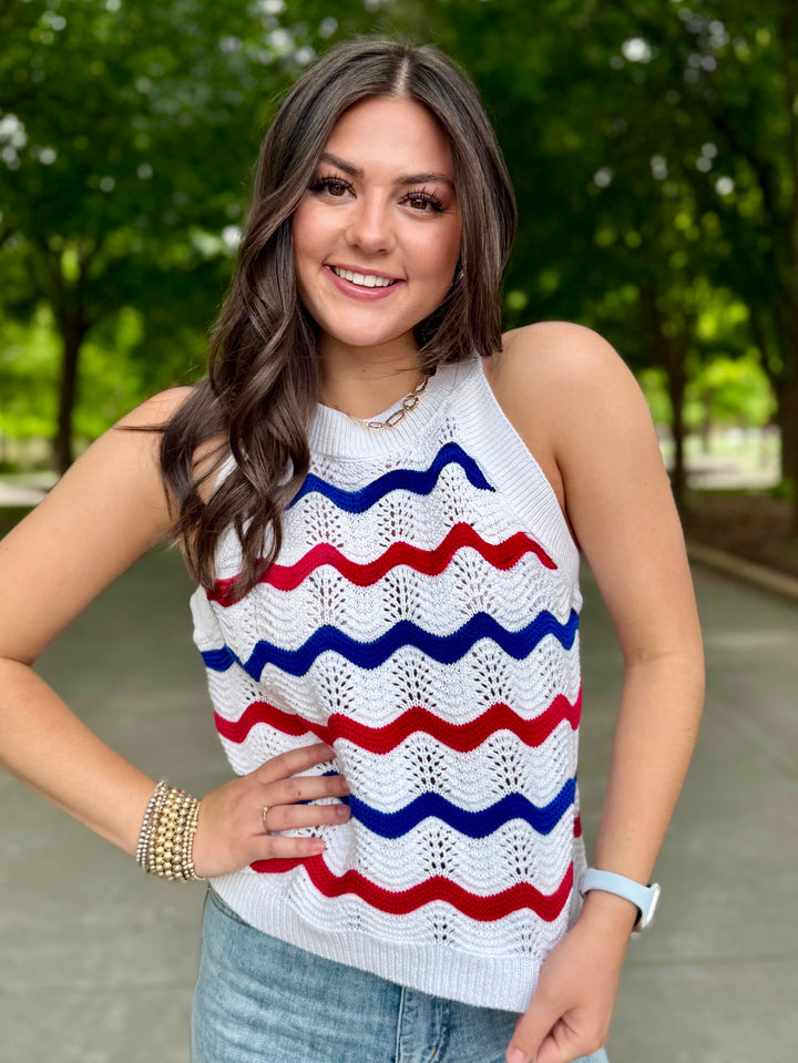 Sweet Freedom White Knit Halter Top