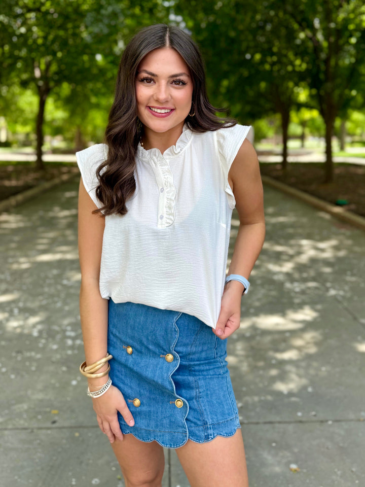 Seaside Scallop Denim Skort