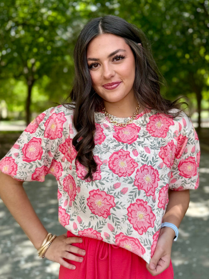 Cream Blooms Floral Sweater