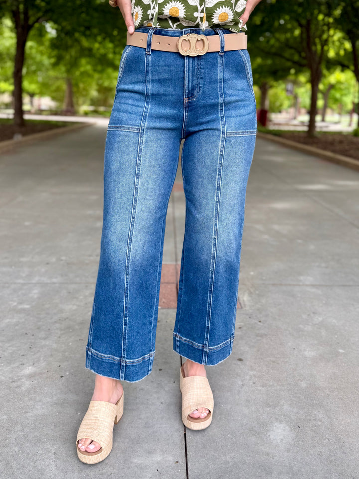 Justine High Rise Front Seam Straight Jean by Risen