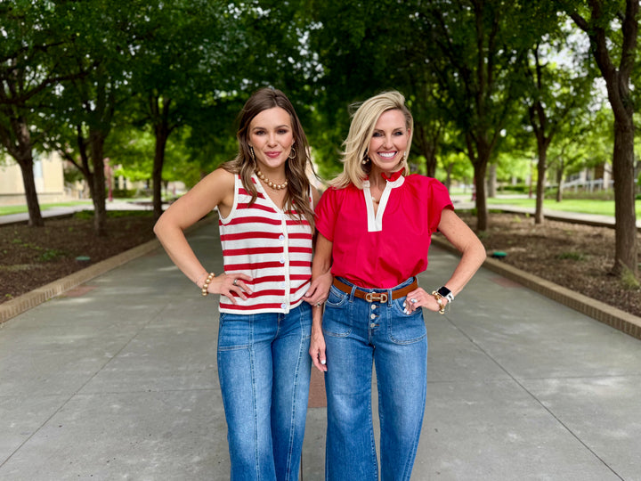 Stripe Me Darling Red Knit Sweater Vest