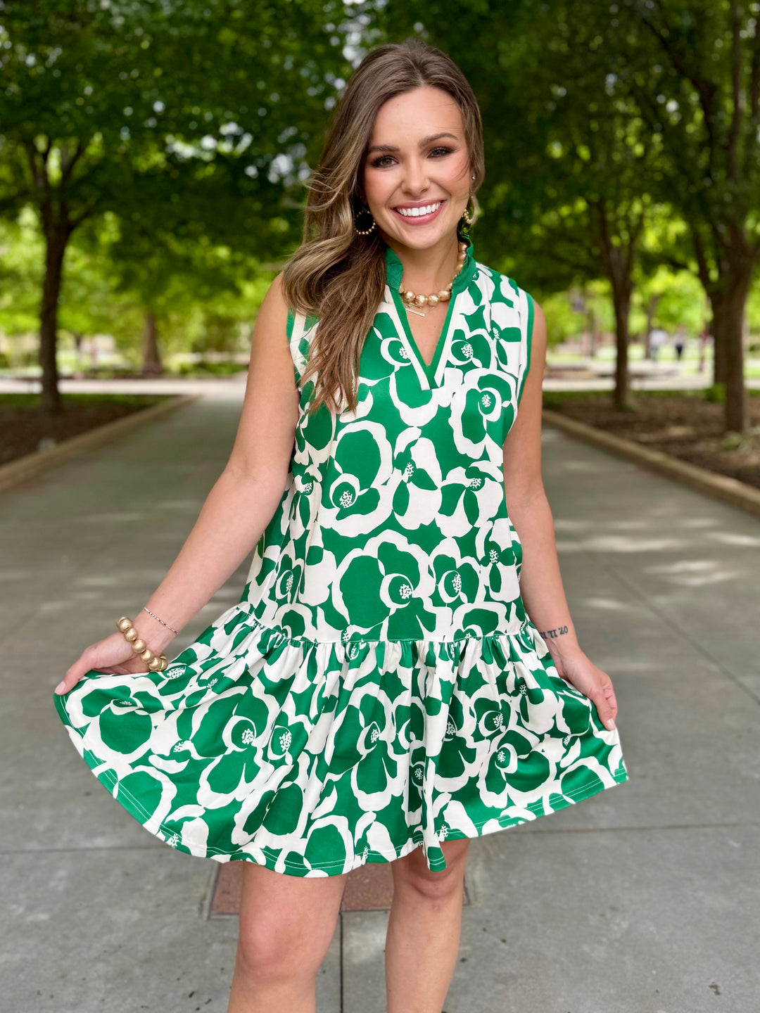green floral garden party dress Garden Party Green Floral Dress Green / S