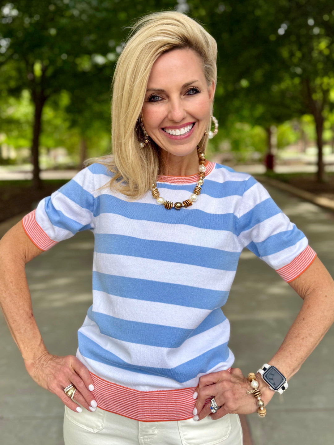 Bluebird Breeze Blue Striped Sweater
