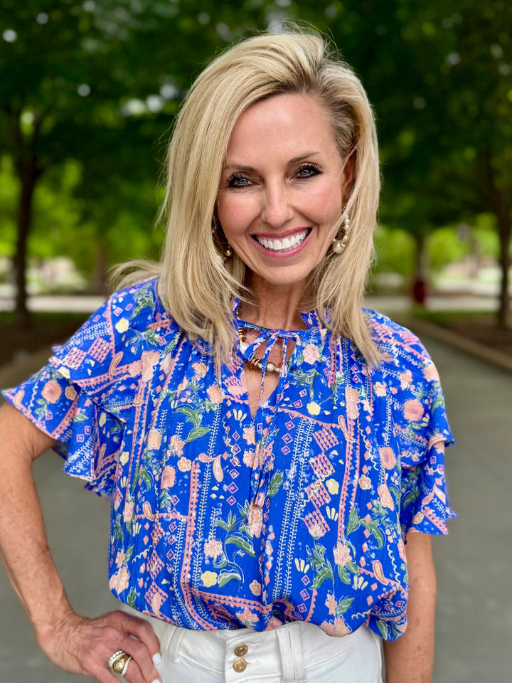 Sweetwater Blue Floral Blouse