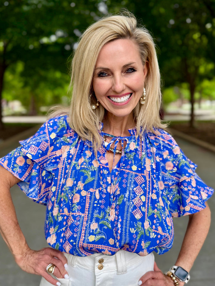 Sweetwater Blue Floral Blouse