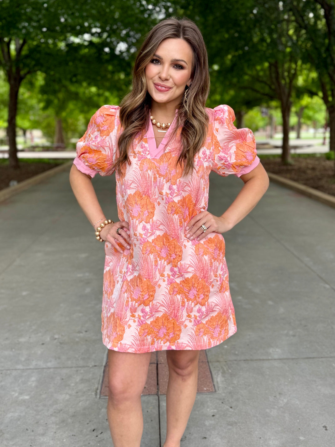 Peach Perfect V-Neck Dress