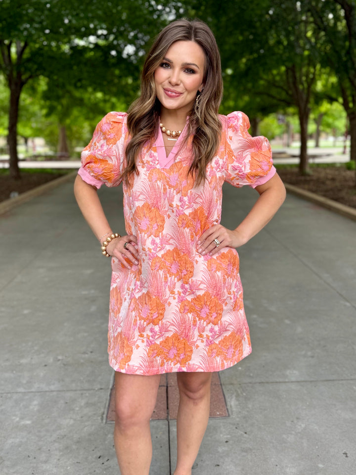 Peach Perfect V-Neck Dress