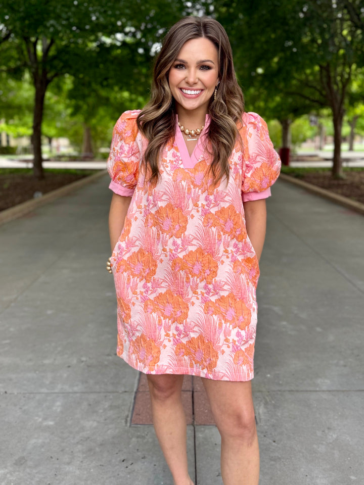 Peach Perfect V-Neck Dress