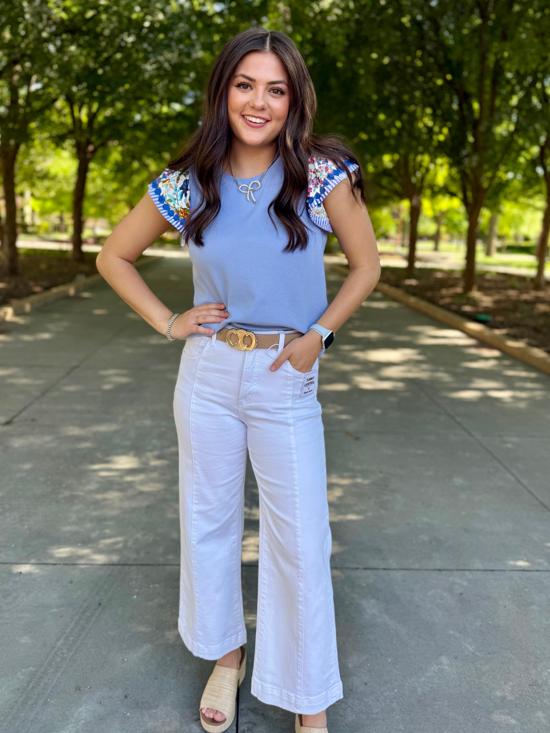 Something Sweet Blue Ruffle Sleeve Top