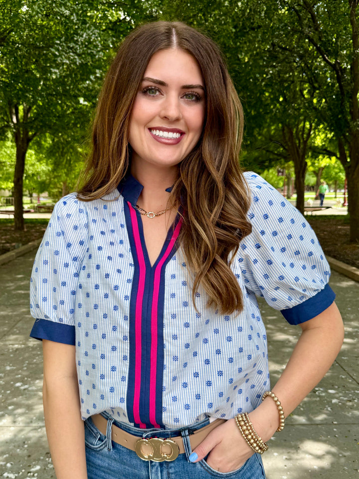 Daisy Details V-Neck Blouse