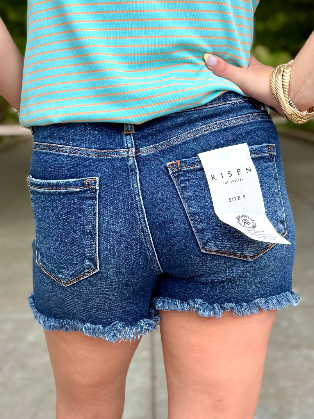 Emery High Rise Raw Hem Shorts by Risen