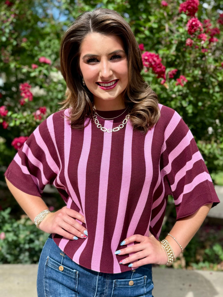 Simply Striped Maroon Sweater