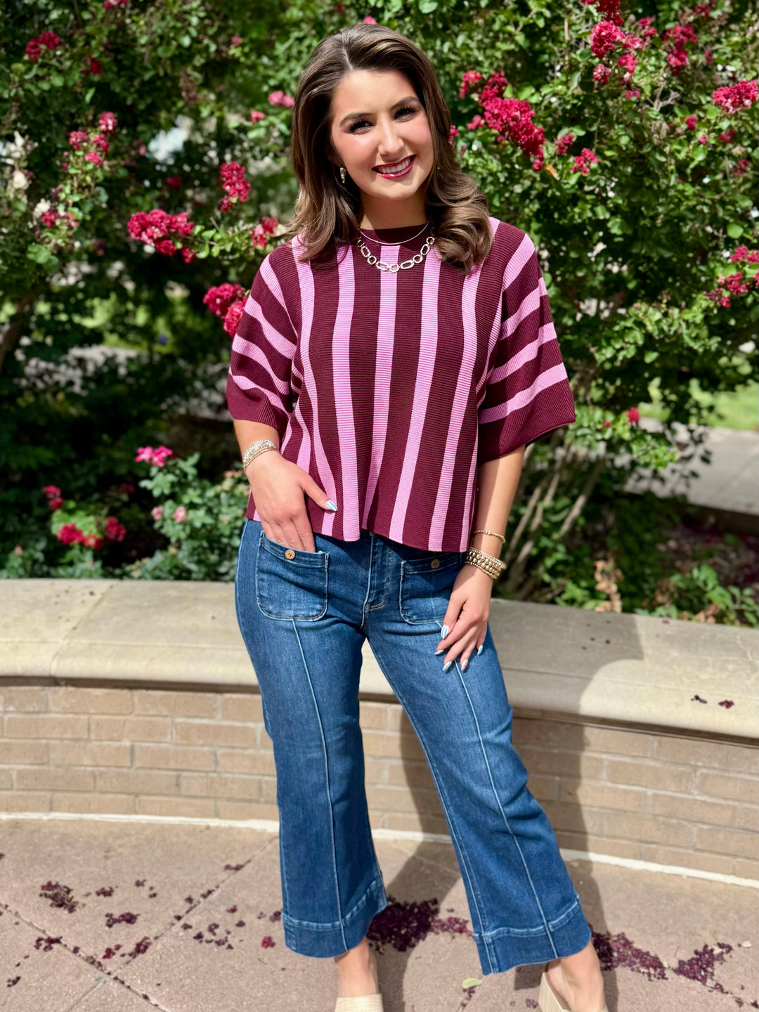 Simply Striped Maroon Sweater