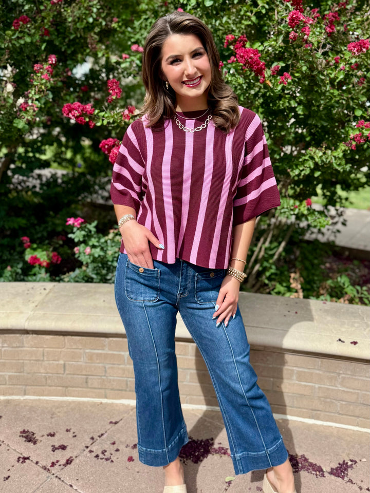 Simply Striped Maroon Sweater