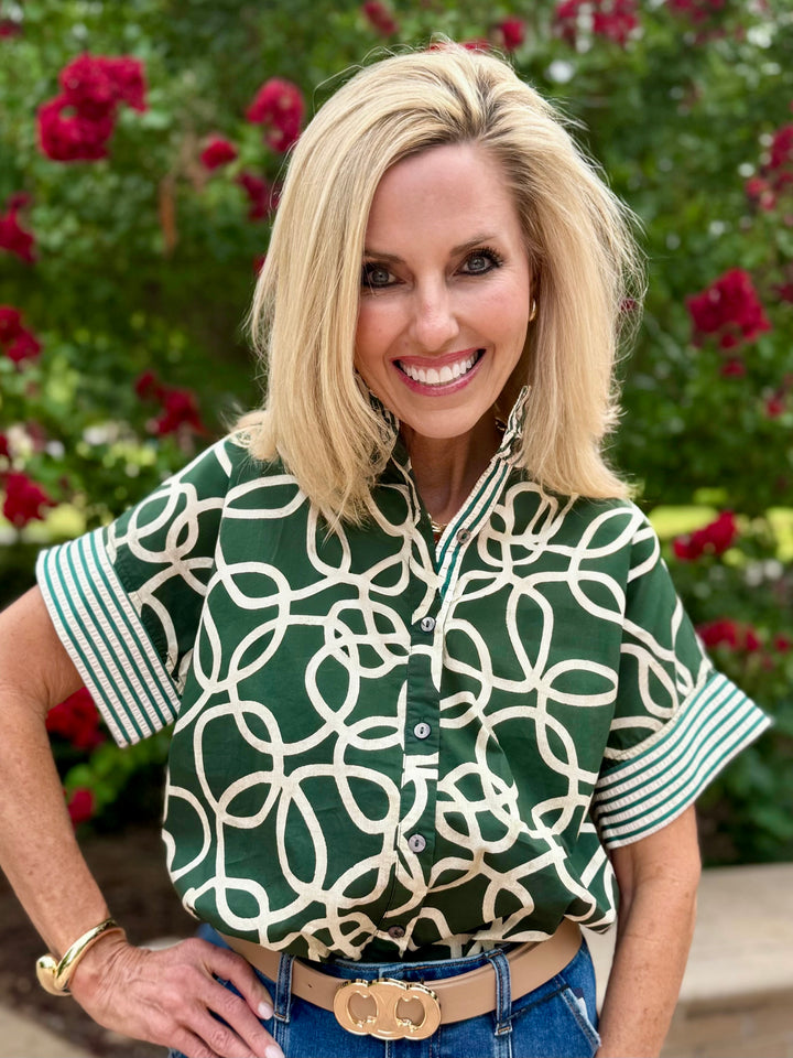 Hunter Abstract Button Up Blouse
