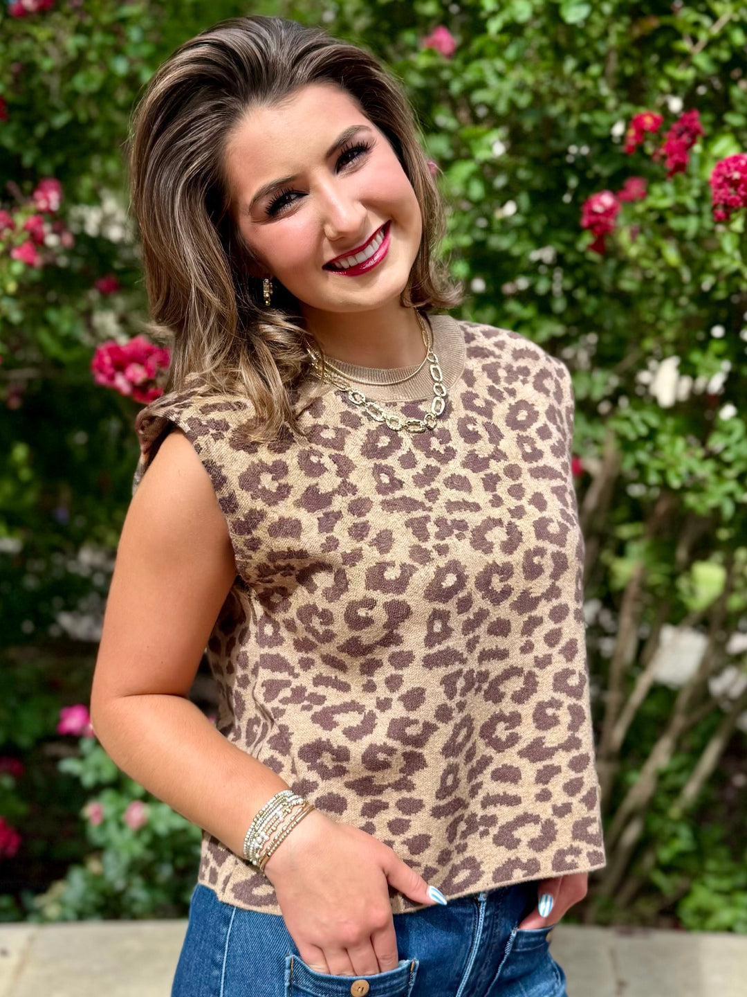 Lilah Leopard Sleeveless Sweater