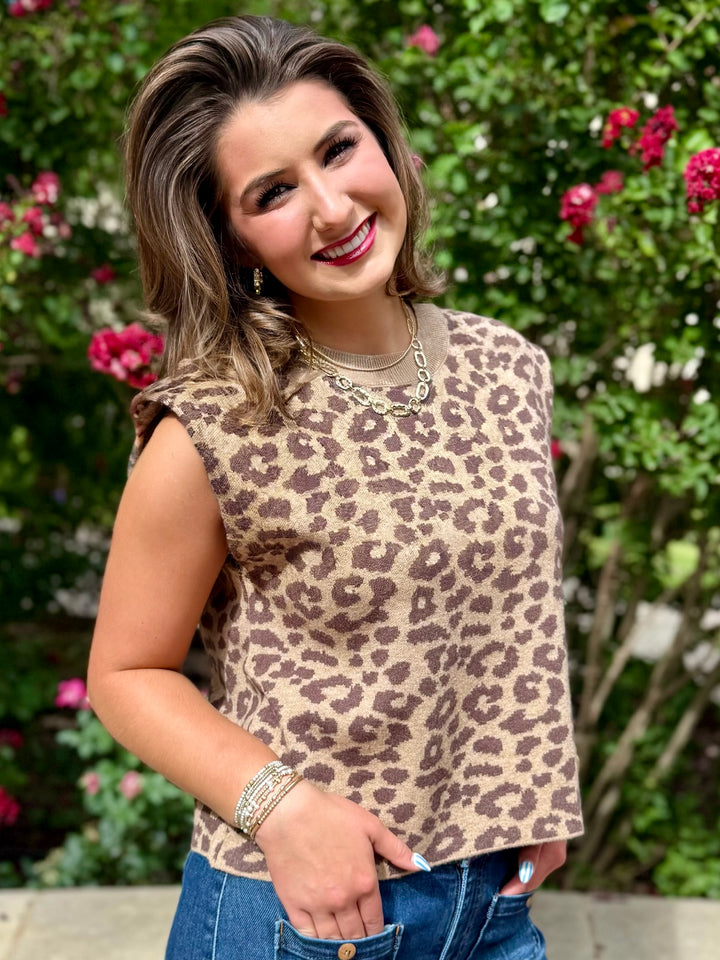 Lilah Leopard Sleeveless Sweater