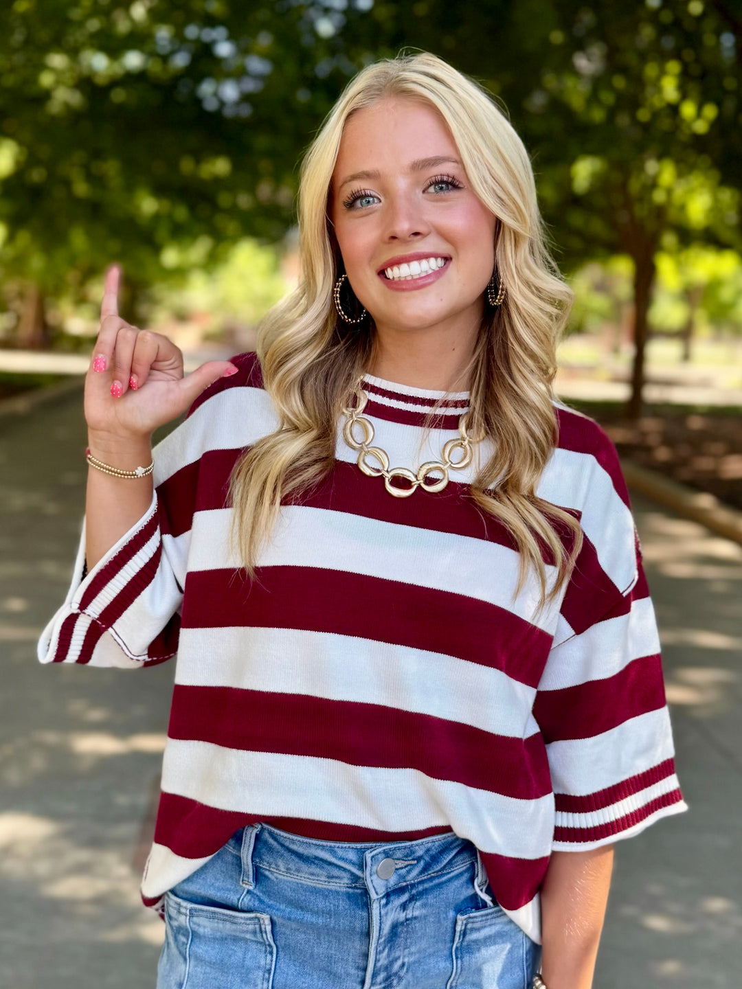 Varsity Stripes Oversized Sweater