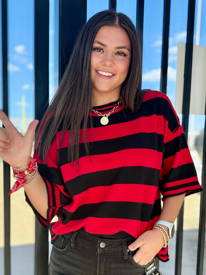 Varsity Stripes Oversized Sweater