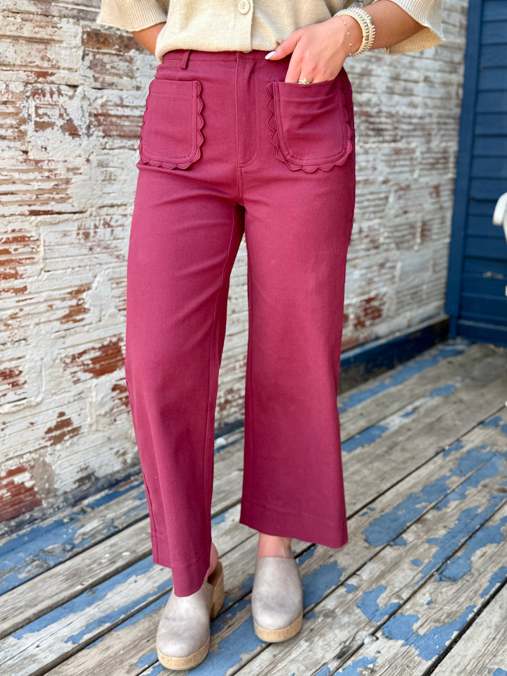 A Little Extra High Rise Maroon Pant