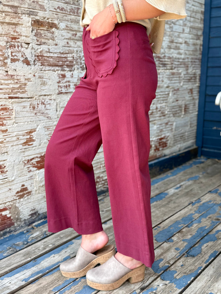 A Little Extra High Rise Maroon Pant