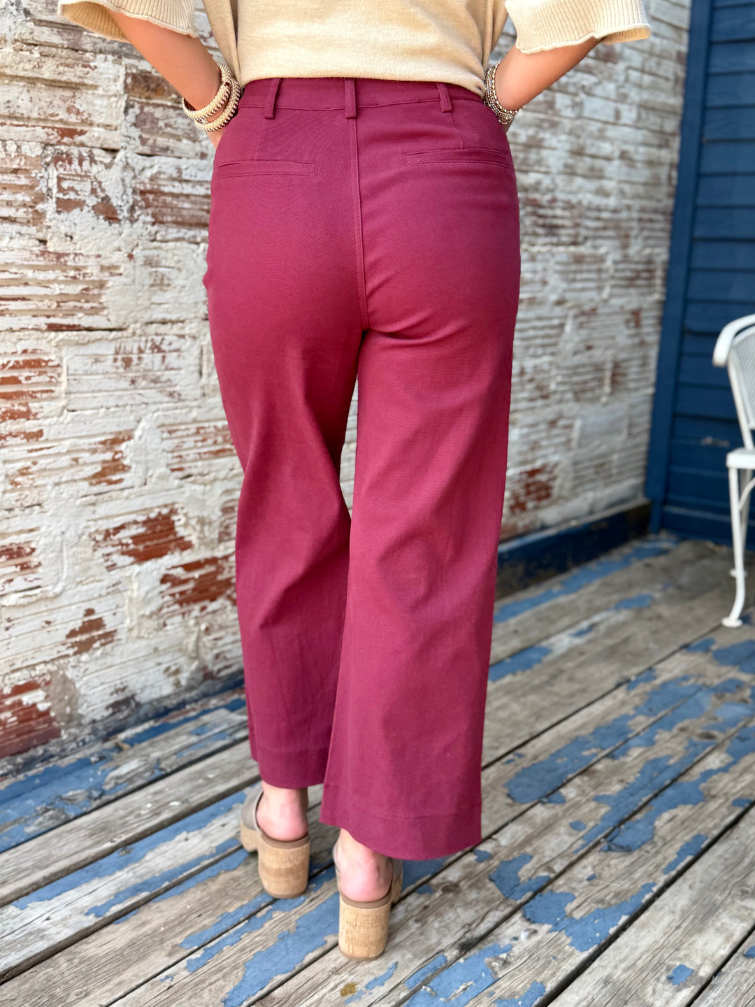 A Little Extra High Rise Maroon Pant