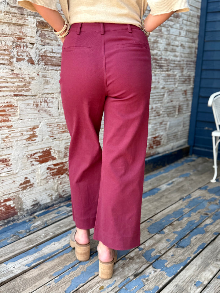 A Little Extra High Rise Maroon Pant