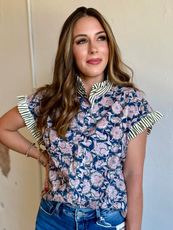 Bloom & Beyond Navy Blouse