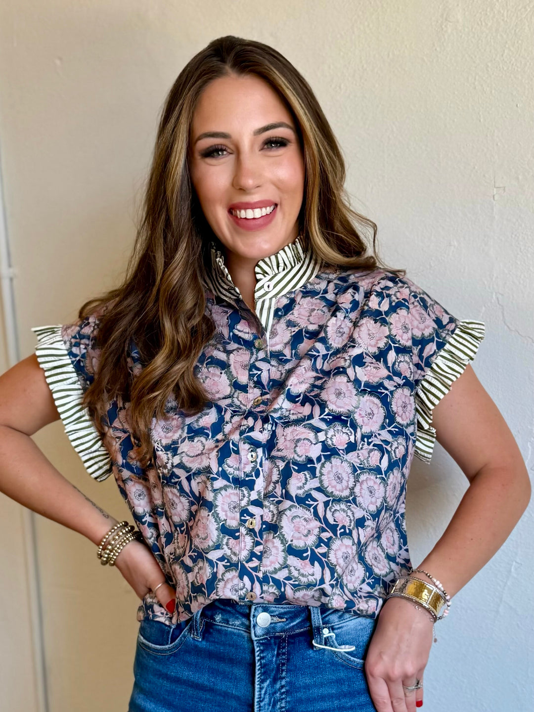 Bloom & Beyond Navy Blouse