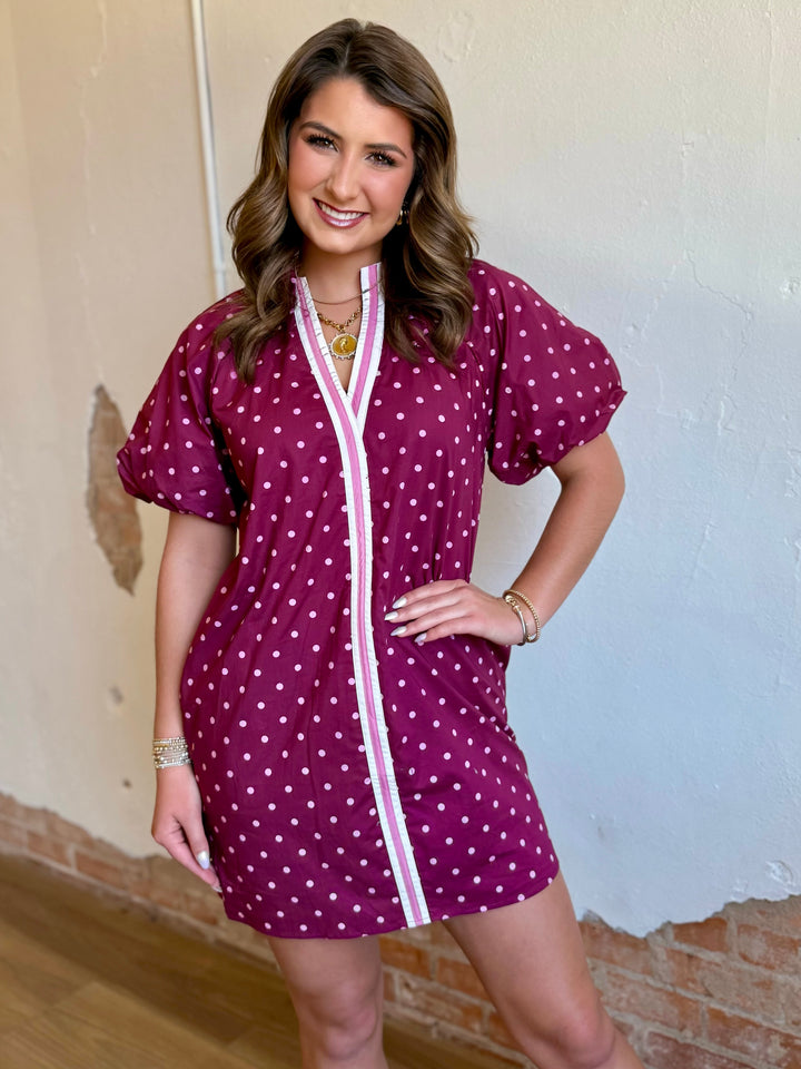 Simply Spotted Maroon Polka Dot Dress