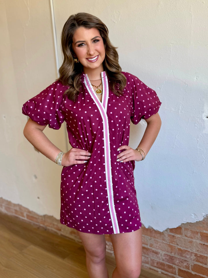 Simply Spotted Maroon Polka Dot Dress