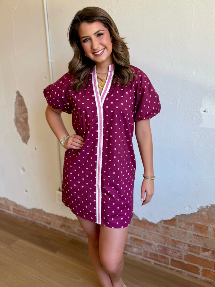 Simply Spotted Maroon Polka Dot Dress