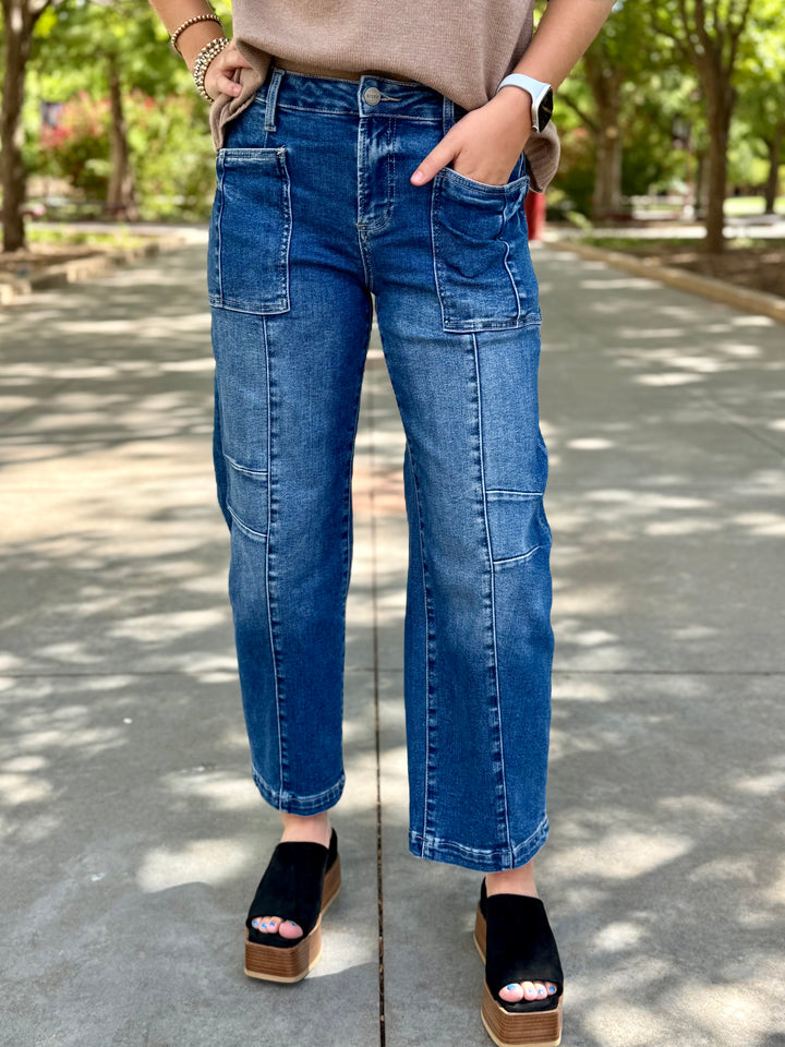 Reese High Rise Slouchy Cargo Style Barrel Jean by Risen