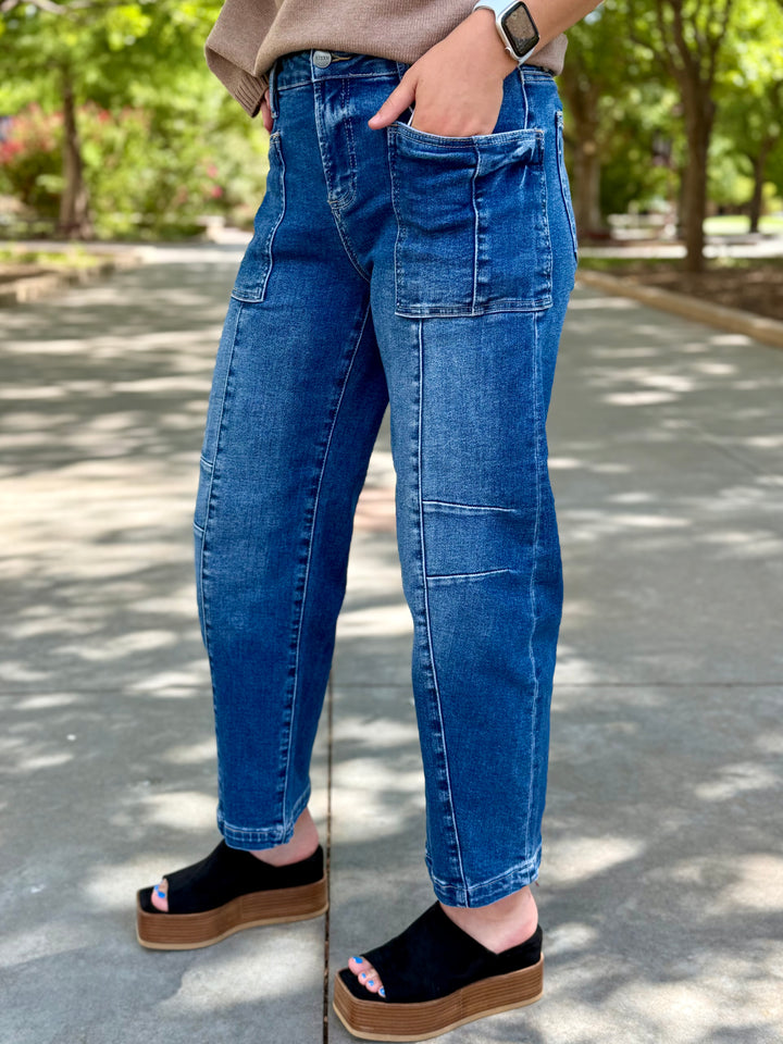 Reese High Rise Slouchy Cargo Style Barrel Jean by Risen