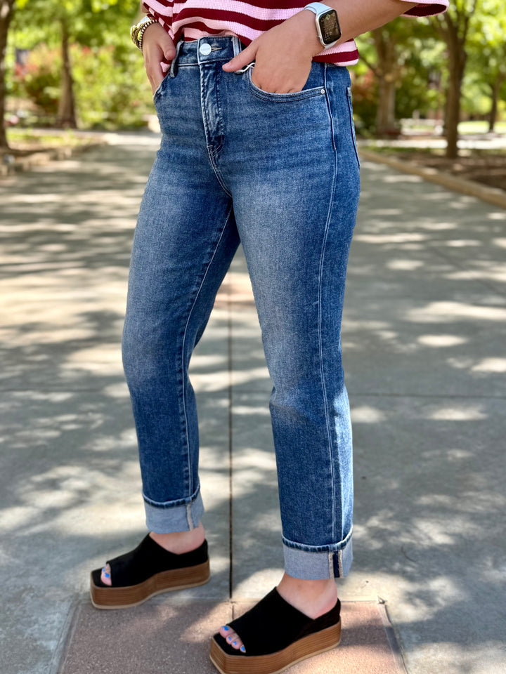 Brenna High Rise Straight Cuff Jean by Risen