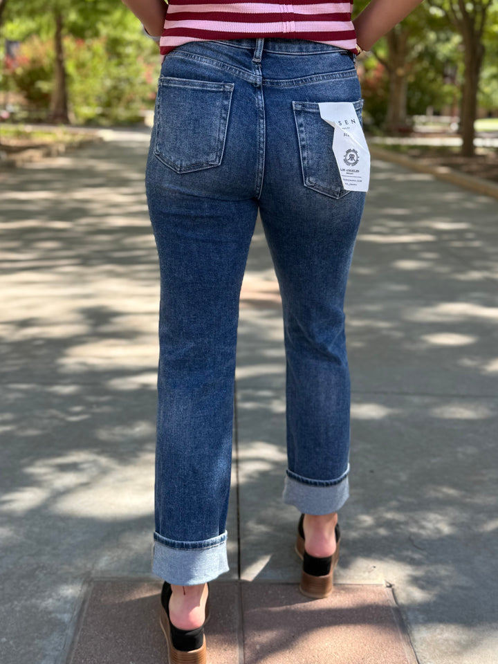 Brenna High Rise Straight Cuff Jean by Risen