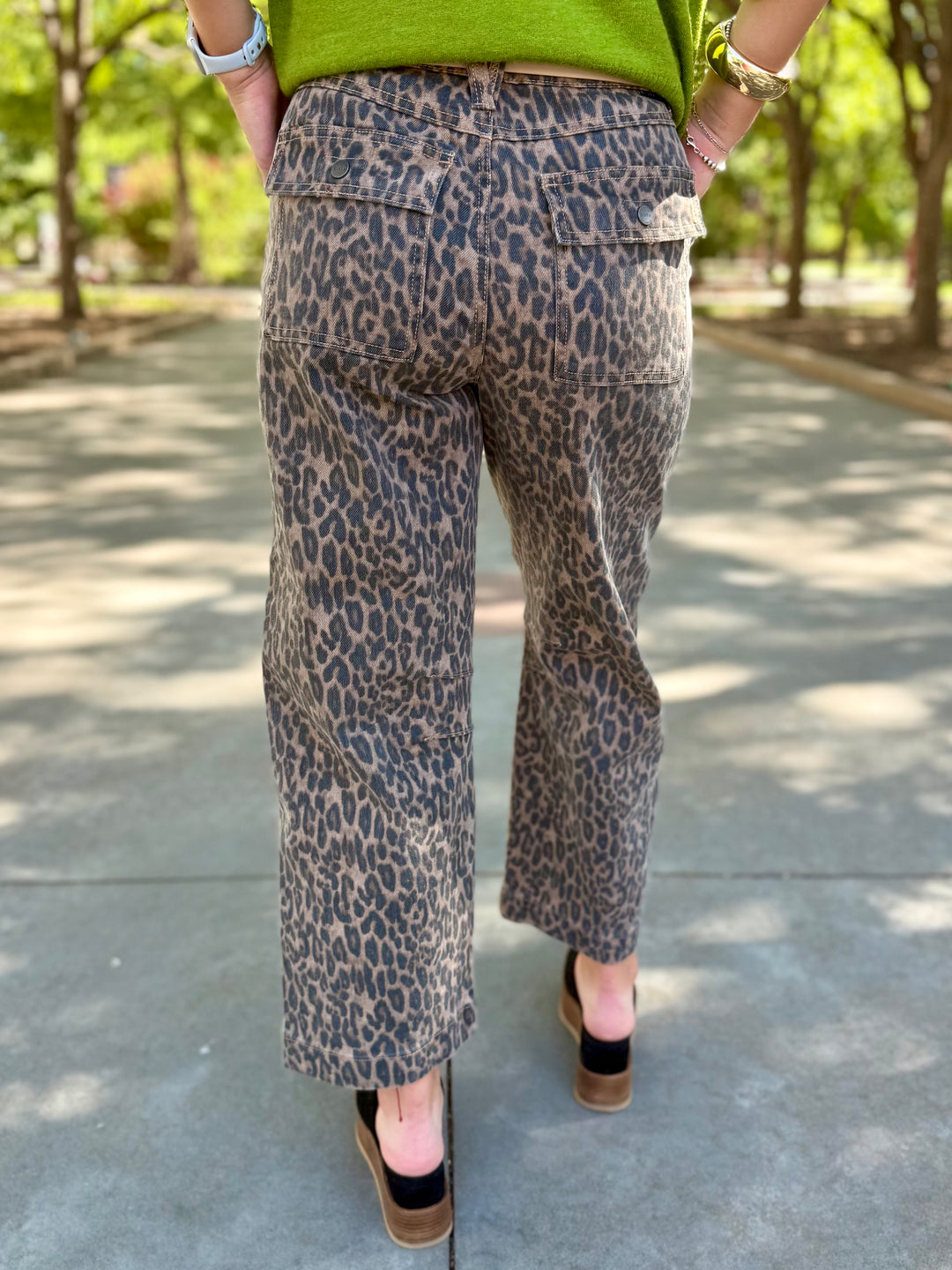 Kiera Mid Rise Leopard Barrel Jean by Risen