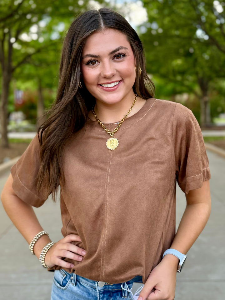 Hadley Brown Suede Top