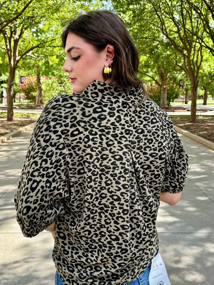 Autumn Leopard V-Neck Top