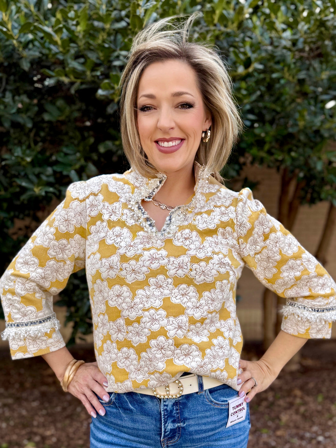 Sunshine Bloom V-Neck Top