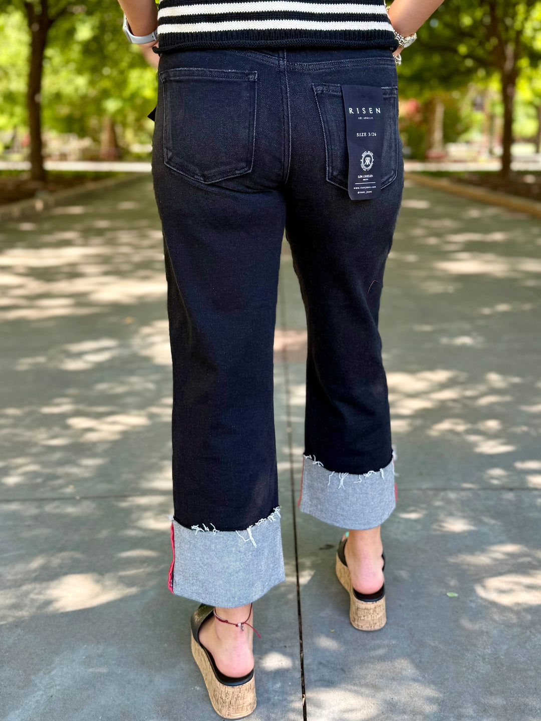 Rebel Wide Leg Jean with Red Cuff by Risen