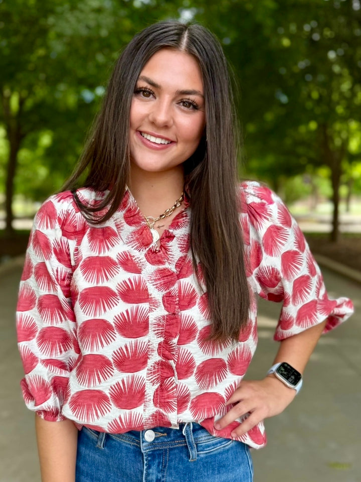 The Rowan Wine V-Neck Blouse