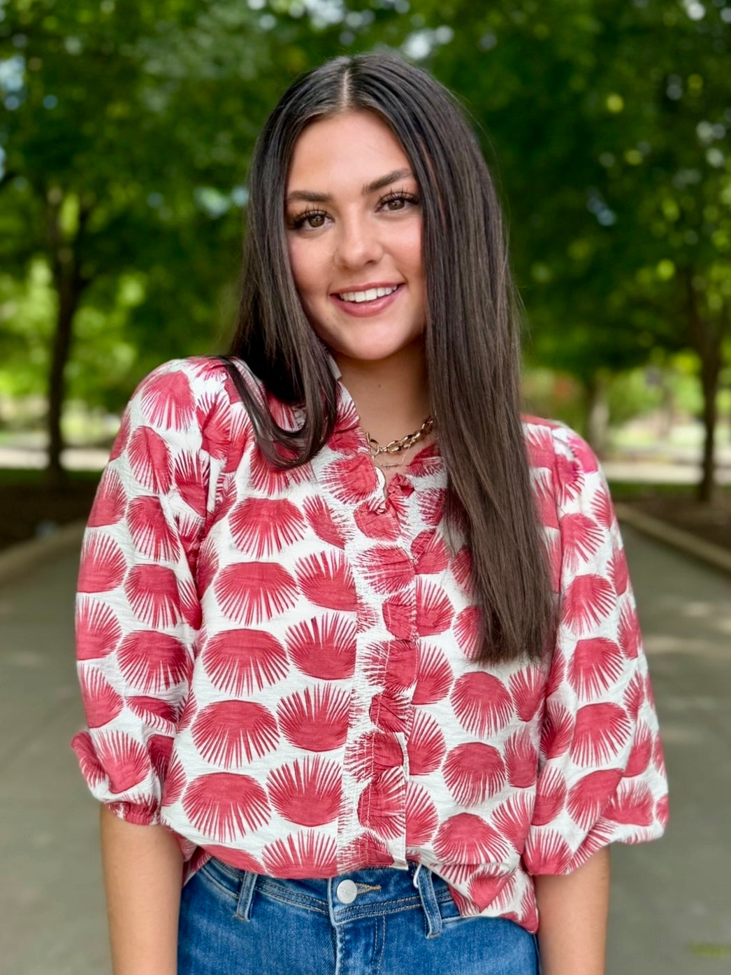 The Rowan Wine V-Neck Blouse